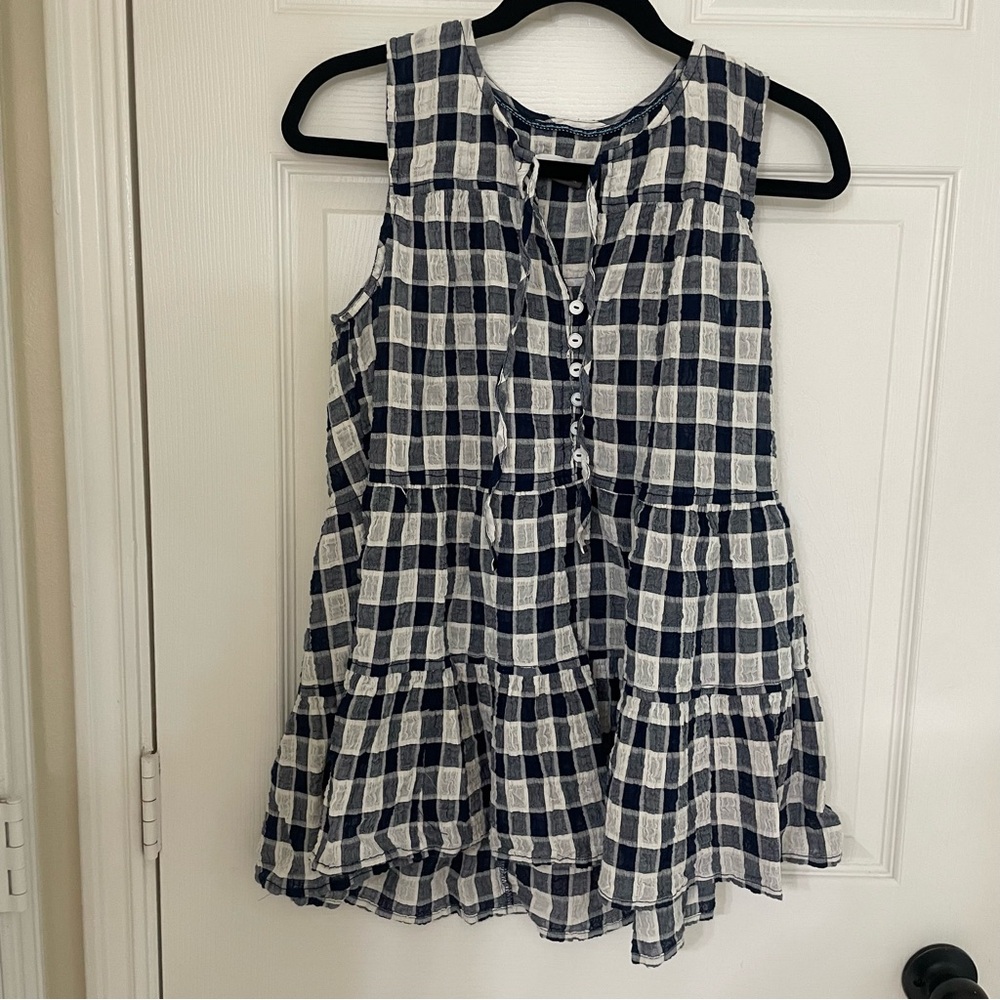 Anthropologie & Pilcro tiered checkered tank